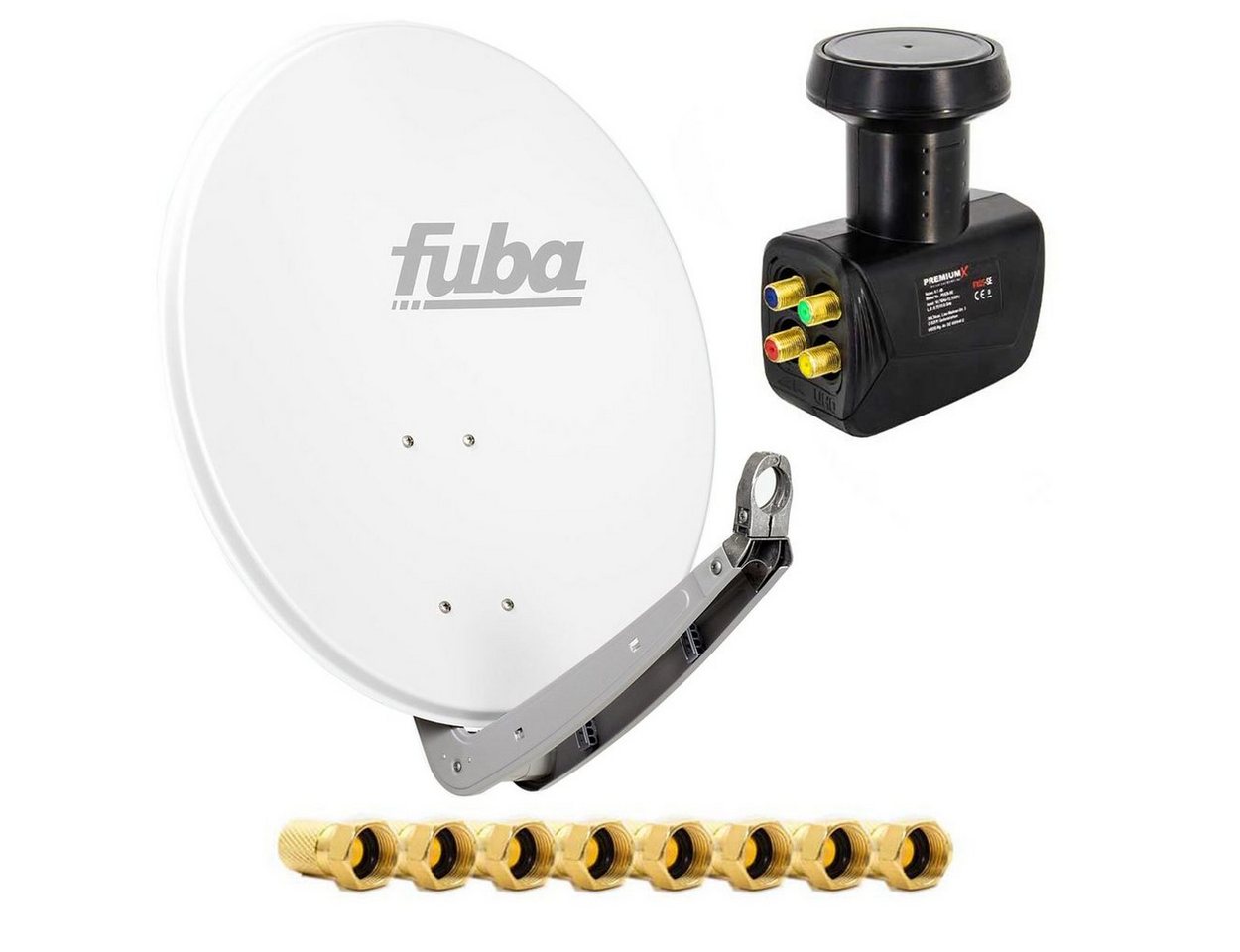 fuba SAT Anlage DAA 650 W + Quad LNB 4 Teilnehmer + 8x F-Stecker SAT-Antenne von fuba