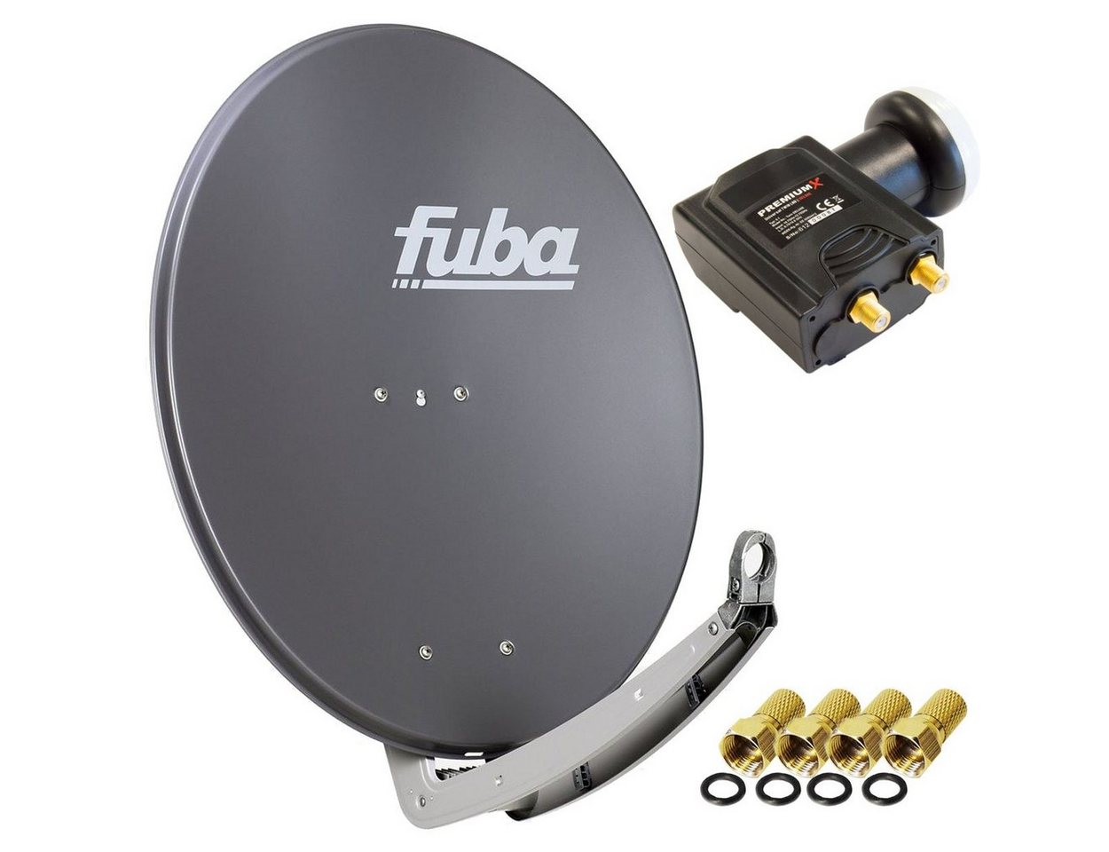 fuba daa 780 Satellitenantenne Alu Anthrazit DELUXE Twin LNB Sat SAT-Antenne von fuba