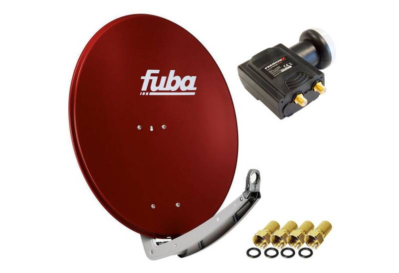 fuba daa 780 Satellitenantenne Alu Rot DELUXE Twin LNB Sat SAT-Antenne von fuba