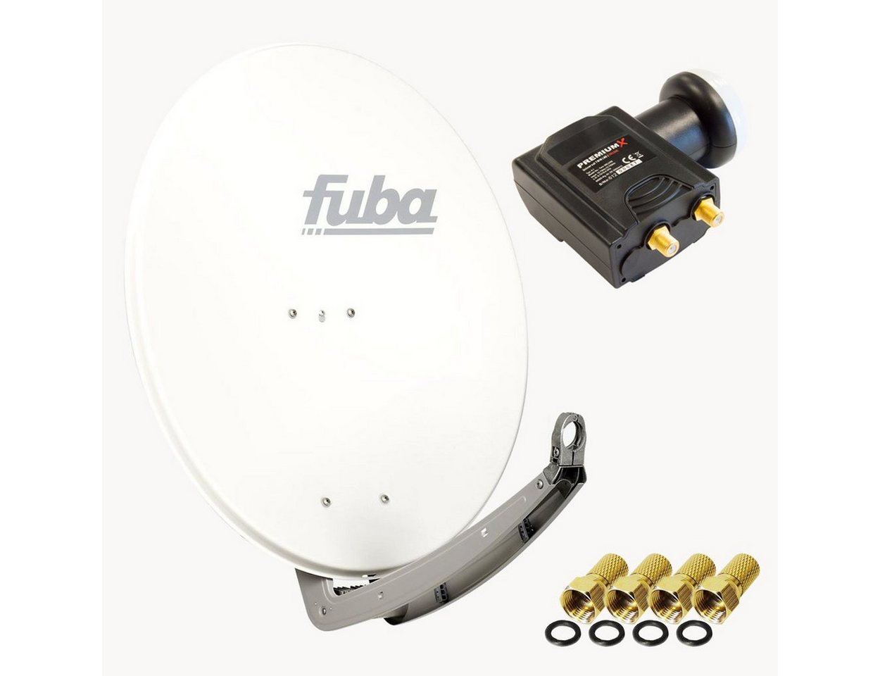 fuba daa 780 Satellitenantenne Alu Weiss DELUXE Twin LNB Sat SAT-Antenne von fuba