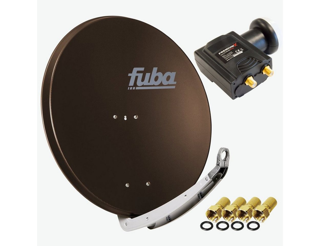 fuba daa 850 Satellitenantenne Alu Braun DELUXE Twin LNB Sat SAT-Antenne von fuba