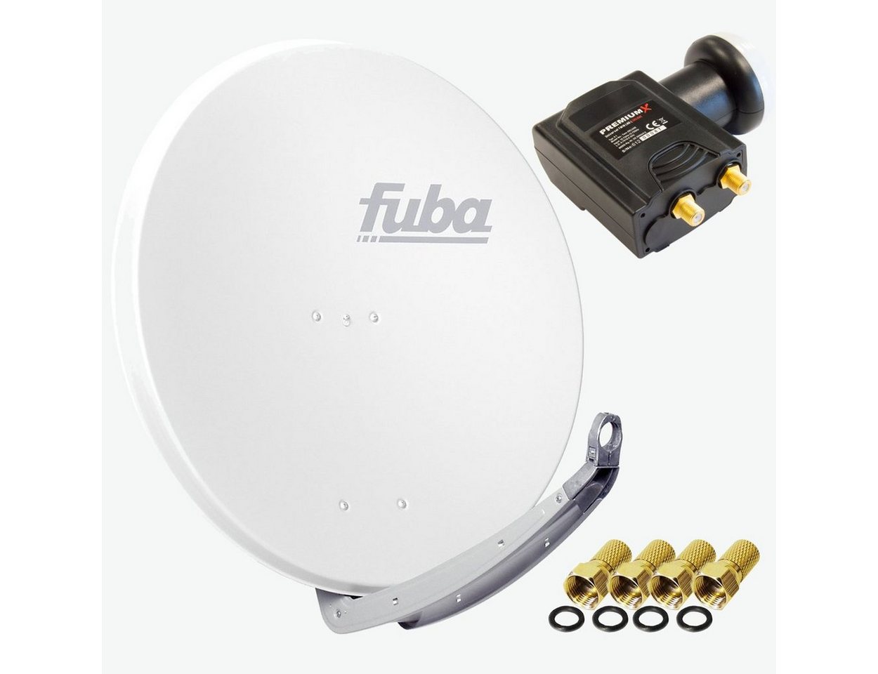 fuba daa 850 Satellitenantenne Alu Weiss DELUXE Twin LNB Sat SAT-Antenne von fuba