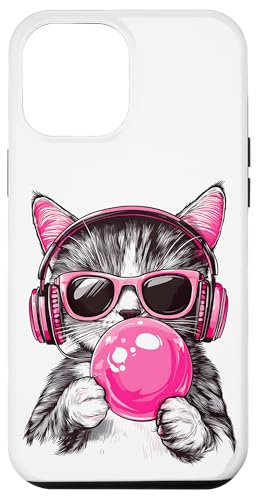 Cat in Pink Glasses Bubble and headphones Hülle für iPhone 12 Pro Max von funny cute bubble cat tee