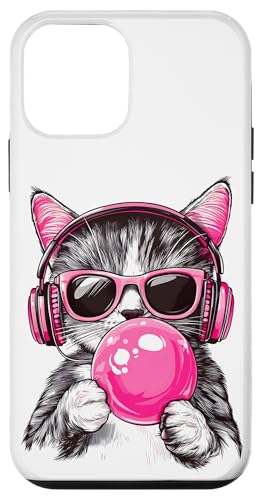 Cat in Pink Glasses Bubble and headphones Hülle für iPhone 12 mini Cat in Pink Glasses Bubble and headphones Hülle für iPhone 12 mini von funny cute bubble cat tee