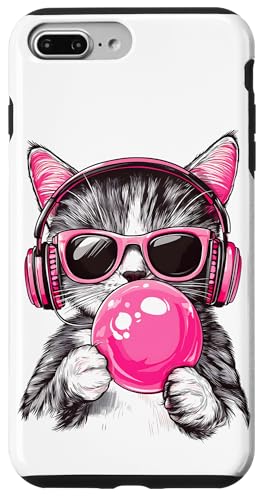 Cat in Pink Glasses Bubble and headphones Hülle für iPhone 7 Plus/8 Plus von funny cute bubble cat tee