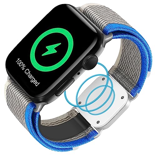 Kabelloses Ladegerät, kompatibel mit Apple Watch Serie 2-in-1, magnetisches Uhrenladegerät und Nylon-Sport-Loop-Band, kompatibel für iWatch Serie Ultra 8 7 6 5 4 3 2 1 SE von funotes