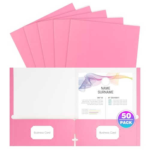 50 Stück Ordner mit Taschen, Taschenordner für Briefpapier, mit Visitenkartenschlitz, 2 Fächern, Ordner für Schule, Büro, Zuhause, Geschäft 50 Stück Ordner mit Taschen, Taschenordner für Briefpapier, mit Visitenkartenschlitz, 2 Fächern, Ordner für Schule, Büro, Zuhause, Geschäft von fwipiyo