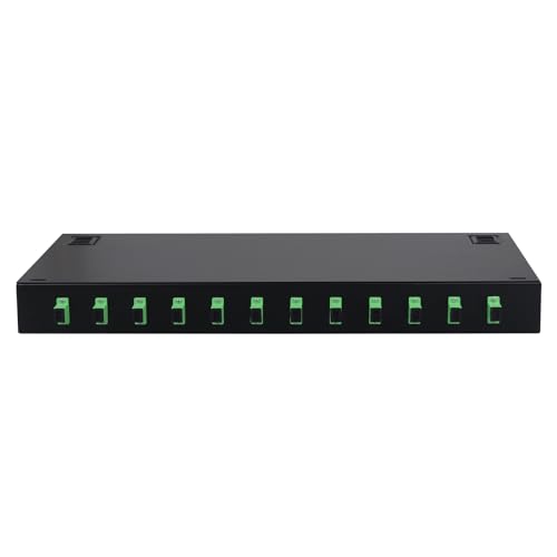 FYBOPTWU -12 Singlemode 12 Port SC-APC Rack Mount Gehäuse Box & Spleißschalen Faserkabel Spool Kit (enthalten Pigtail & Koppler), 24 Core LGX Loaded Patch Panel Box passt für 19" Racks Schrank von fyboptwu