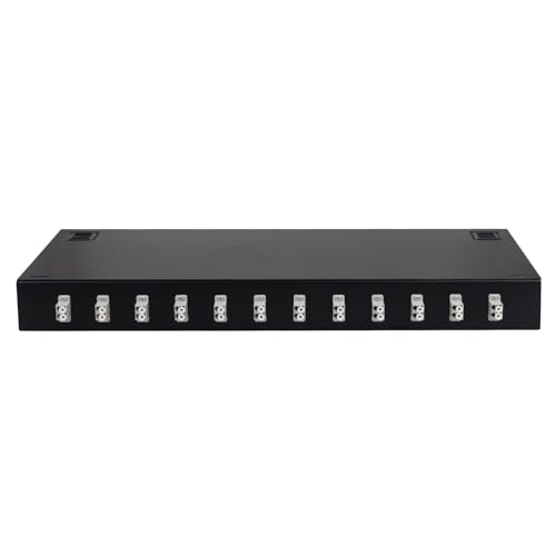 fyboptwu - 1 Packung 24-Port (12 Duplex) OM1 Multimode LC UPC Glasfaser-Patchpanel – 24-adriges Rack-Gehäuse mit Spleißeinsätzen, Pigtails und Kopplern – kompatibel mit 48,3 cm Netzwerkschränken von fyboptwu