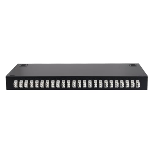 fyboptwu - 1 Packung 48-Port (24 Duplex) OM1 Multimode LC UPC Glasfaser-Patchpanel – 48-adriges Rack-Gehäuse mit Spleißeinsätzen, Pigtails und Kopplern – kompatibel mit 48,3 cm Netzwerkschränken von fyboptwu