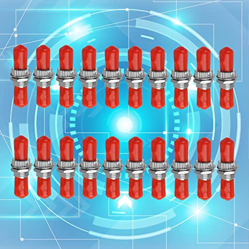 fyboptwu - 20 Stück ST Faser-Optik-Koppler-Adapter ST Barrel-Verbindungsstücke ST Simplex Singlemode (SM) ST-Weiblich zu ST-Weiblich Einmoden-Faser-Optik-Steckverbinder (Rote Staubkappe) von fyboptwu