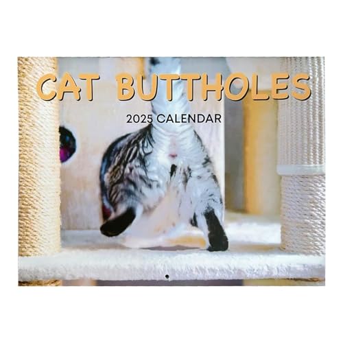 Katzenarschloch-Kalender 2025 –12-Monats-Katzenball-Kalender Mit Leerem Platz Für Notizen, Familien-Monatsplaner Mit Doppeldrahtbindung, Lustiger Katzenball-Wandkalender 2025 Für Zuhause, Wohnzimmer von gafdu