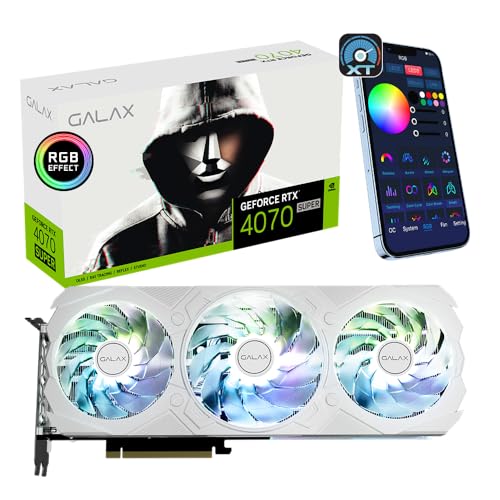 GALAX GeForce RTX™ 4070 Super EX Gamer White 1-Click OC, ARGB Lüfter, Xtreme Tuner App Control, 12GB, GDDR6X, 192-bit, DP*3/HDMI 2.1/DLSS 3/Gaming Grafikkarte (mit ARGB Lüfter) von galax