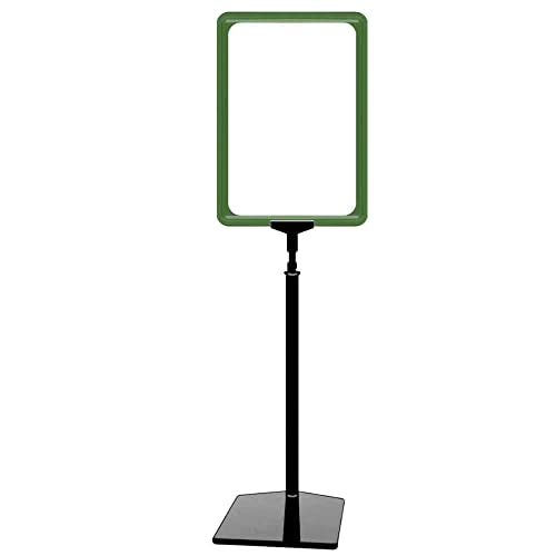 Plakatständer DIN A4 Rahmen grün, Ständer Kunststoff schwarz, Teleskopständer mit Fuß eckig, Kundenstopper höhenverstellbar bis 68 cm, Aufsteller von gebar