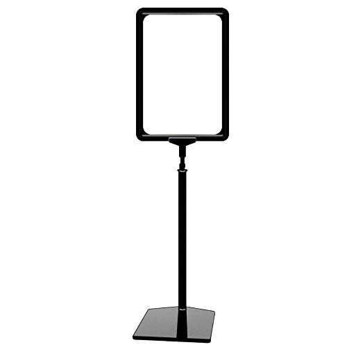 Plakatständer DIN A4 Rahmen schwarz, Ständer Kunststoff schwarz, Teleskopständer mit Fuß eckig, Kundenstopper höhenverstellbar bis 68 cm, Aufsteller von gebar