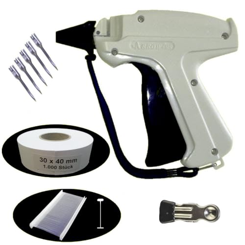 gebar - E-Set060 mit Heftpistole Arrow 9S, 5 Ersatznadel, 1.000 Heftfäden 40 mm, 1.000 Endlosetiketten 30x40 mm, 1 Clip von gebar