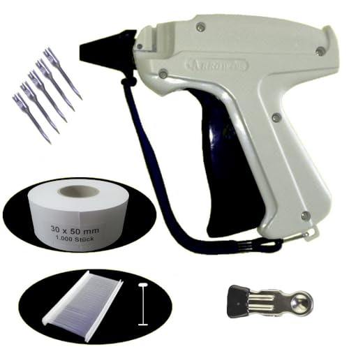 gebar - E-Set062 mit Heftpistole Arrow 9S, 5 Ersatznadel, 1.000 Heftfäden 40 mm, 1.000 Endlosetiketten 30x50 mm, 1 Clip von gebar