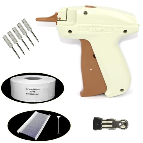 gebar - E-Set561 mit Heftpistole Arrow 9F fein, 5 Ersatznadel, 1.000 Heftfäden fein 35 mm, 1 Clip, 1.000 Endlosetiketten (30x45 mm) von gebar