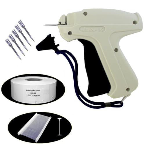 gebar - Etikettierpistole Set Arrow 9S Heftpistole Plus 5 Ersatznadel Plus 1.000 Fäden 40mm Plus 1.000 Etiketten 30x45mm auf Rolle von gebar