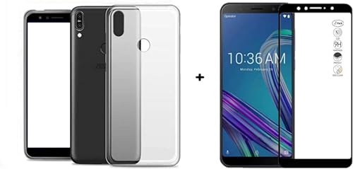 Kompatibel für ASUS ZENFONE MAX PRO (M1) ZB602KL ZB601KL X00TD (5.99) Gehäuse Abdeckung Gel Silikon TPU Transparent + Schutzfilm Glas Gehärtetes Glas Glas Full Touch-Screen Stoßfest Frame Schwarz von generale