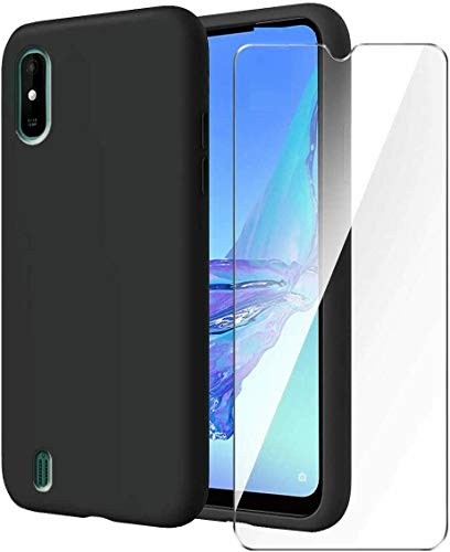 Kompatibel für WIKO Y81 (6.2) Schutzhülle Gel Ultra Soft Slim Silikon TPU weich + Folie gehärtete Glasfolie 9H Schwarz von generale