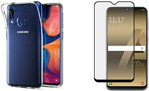 Kompatibel mit Samsung Galaxy A20E (5.8) SM-A202F sm-a202f/ds Schutzhülle flexibel EL Silikon TPU transparent + Displayschutzfolie aus gehärtetem Glas Touchscreen stoßfest Rahmen schwarz von generale