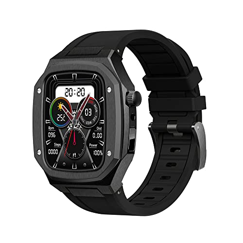 Daze Robuste Schutzhülle mit Band, kompatibel mit Apple Watch Serie 8, 7, SE, 6, 5, 4, 44/45 mm, Metall-Schutzhülle mit Silikonband, stoßfester Stoßfänger für iWatch von generic