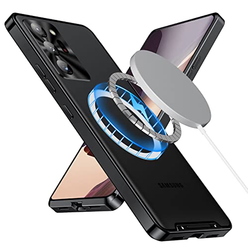 HERCN Metall Handyhülle für Samsung Galaxy Note20 Ultra / Note20 Ultra 5G 6.9", Slim Metall Stoßstange Handyhülle Schutzhülle Backcover Kompatibel mit Magnetische Magsafe Case - (Schwarz) von generic