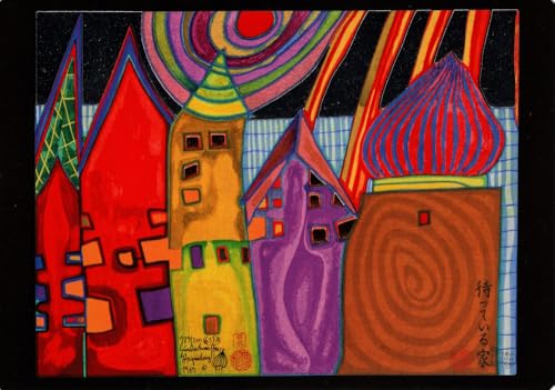 Kunstkarte Hundertwasser Wartende Häuser von generic
