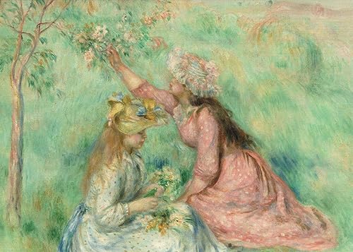 Kunstkarte Pierre Auguste Renoir "Mädchen pflücken Blumen auf einer Wiese" von generic
