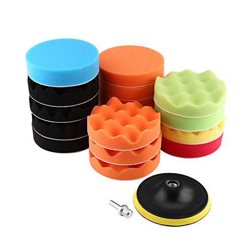 Polishing Pad, 19Pcs 4" 5" 6" Sponge Buffing Buffer Kit for Car Polisher with Drill Adapter(4") von generic
