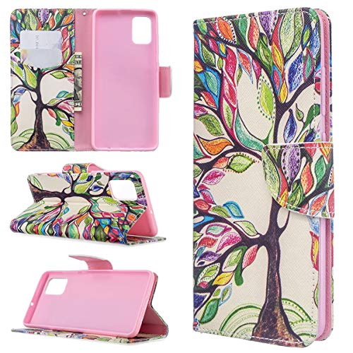 Hülle für Samsung Galaxy A51 Handyhülle Gemalt PU Leder Hülle Handy Tasche Flip Wallet Case Cover mit Ständer Kartenfach und Magnet Schutzhülle für Samsung Galaxy A51, Baum des Lebens von generies