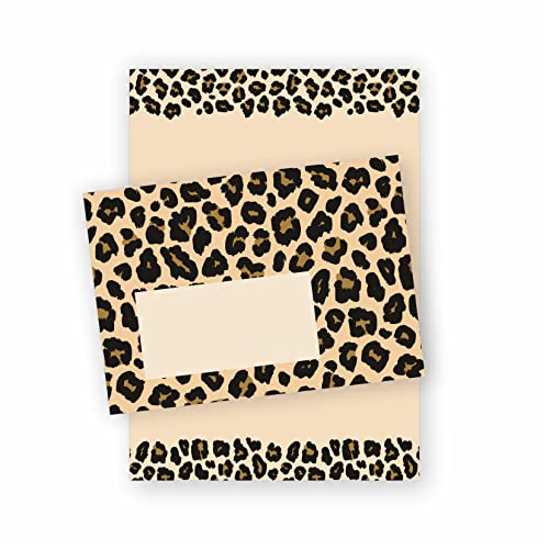 generisch Leopard Briefpapier Set: 20 A5 Blätter, 10 C6 Umschläge, FSC-zertifiziert, Laser- und Inkjet-geeignet, Braun von generisch