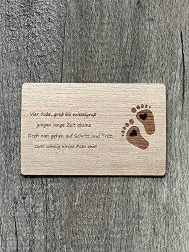 Grußkarte aus Holz Geschenk Karte Nachwuchs Geburt Taufe Baby Füßchen Schritt und Tritt... nachhaltige Glückwunsch Karte aus Holz Geschenkkarte von generisch
