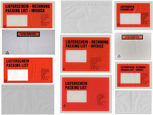 Lieferscheintaschen Begleitpapiertaschen Dokumententaschen C5, Lieferschein + Rechnung", 2000 Stück von generisch