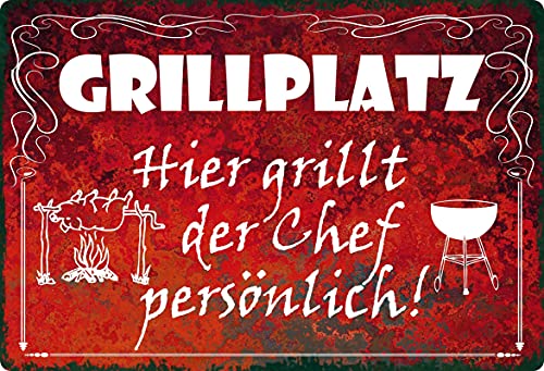 Metall Schild 20x30cm Grillplatz Hier grillt der Chef Grill grillen Sprüche Blechschild Metall Schild 20x30cm Grillplatz Hier grillt der Chef Grill grillen Sprüche Blechschild von generisch