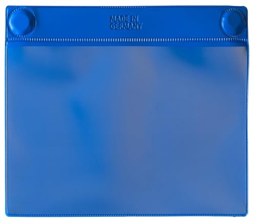 TONI WEBER Neodym Magnettasche super haftstark | DIN A5 / 210 x 148 mm quer Blau | 10 Stück | Industrie Gitterbox Dokumentenhülle zur Lagerkennzeichnung von generisch
