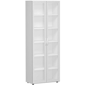 geramöbel Aktenschrank Flex, S-386821-GTL lichtgrau, Acrylglas satiniert 5 Fachböden 80,0 x 42,0 x 216,0 cm von geramöbel