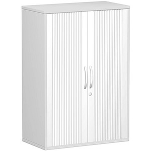 geramöbel Flex Rollladenschrank lichtgrau, silber 2 Fachböden 80,0 x 42,5 x 118,2 cm von geramöbel