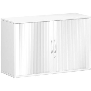 geramöbel Flex Rollladenschrank weiß, silber 1 Fachboden 120,0 x 42,5 x 79,8 cm von geramöbel