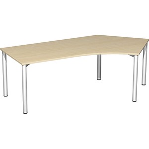 geramöbel Flex Schreibtisch ahorn, silber L-Form, 5-Fuß-Gestell silber 216,6 x 113,0 cm von geramöbel