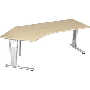 geramöbel Flex Schreibtisch ahorn L-Form, C-Fuß-Gestell silber 216,6 x 113,0 cm von geramöbel