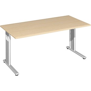 geramöbel Flex Schreibtisch ahorn rechteckig, C-Fuß-Gestell silber 160,0 x 80,0 cm von geramöbel