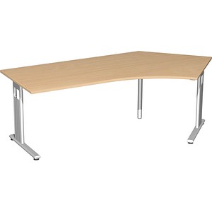geramöbel Flex Schreibtisch buche L-Form, C-Fuß-Gestell silber 216,6 x 113,0 cm von geramöbel