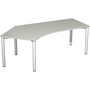 geramöbel Flex Schreibtisch lichtgrau, silber L-Form, 5-Fuß-Gestell silber 216,6 x 113,0 cm von geramöbel