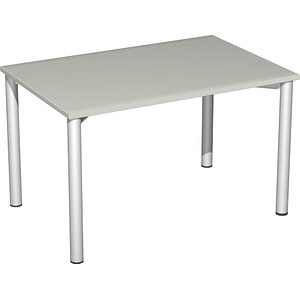 geramöbel Flex Schreibtisch lichtgrau, silber rechteckig, 4-Fuß-Gestell silber 120,0 x 80,0 cm von geramöbel