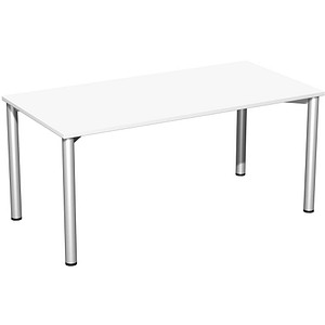 geramöbel Flex Schreibtisch lichtgrau, silber rechteckig, 4-Fuß-Gestell silber 160,0 x 80,0 cm von geramöbel