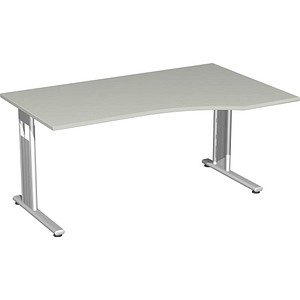 geramöbel Flex Schreibtisch lichtgrau L-Form, C-Fuß-Gestell silber 180,0 x 100,0 cm von geramöbel