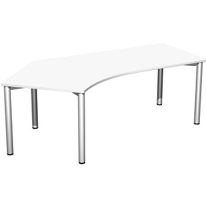 geramöbel Flex Schreibtisch weiß, silber L-Form, 5-Fuß-Gestell silber 216,6 x 113,0 cm von geramöbel