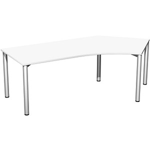 geramöbel Flex Schreibtisch weiß, silber L-Form, 5-Fuß-Gestell silber 216,6 x 113,0 cm von geramöbel